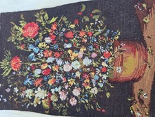 Beautiful Floral Vintage Needlepoint Petit Point Panel. Circa 1910