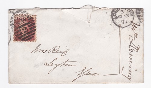 1871 penny red stamp - red,