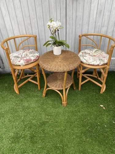 Vintage bamboo wicker coffee - vintage,