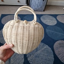 cream flower girl wicker bag