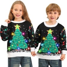 DDKJ Christmas Jumper Kids with Lights,Light Up Christmas Jumpers for Girls