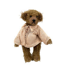 Vintage Cuddy Lugs Teddy Bear Fully Jointed Mohair Signed with Outfit H23cm