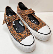 Converse All Star Mary Jane Trainers Womens Leopard Print Low Platform #4451