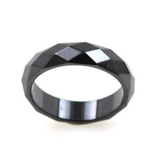 Ring Alliance Black Faceted Hematite 6 mm