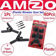 Neilsen Hand Rivet Gun Plastic Riveter Tool 40pc Rivets for Car Body Garage