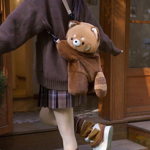Red panda plush - red, backpack
