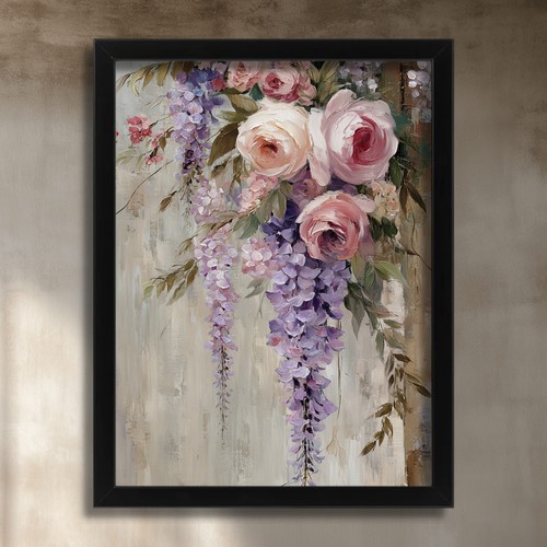 Vintage wisteria flowers wall - vintage,