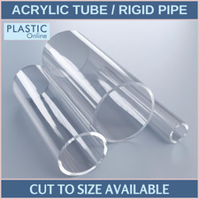 Clear Acrylic Tube | Hollow Plastic Rigid Pipe | Cut To Size | Various Diameters