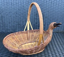 Vintage Handwoven Wicker Duck