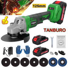 21V 125mm Cordless Angle Grinder Brushless with 2 Battery & Charger & Disc Kit