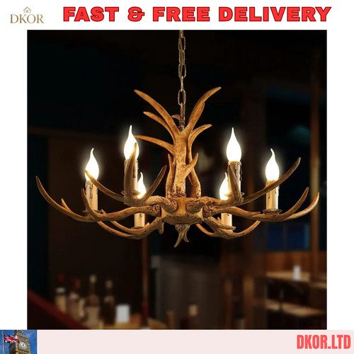 Retro brown antler - brown, chandelier