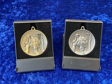 Set of 2 Netball Medals Boxed Gold Silver Player of the Match FREE Engraving