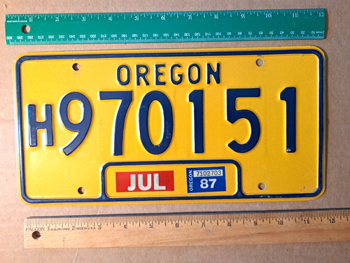 License plate oregon - license, 1987,