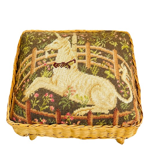 Vintage wicker footstool - vintage,