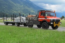 Truck Photo Mercedes-Benz Unimog U 1300 Platform Trailer Switzerland Orange F #j7dm
