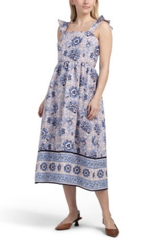 Anne klein floral blue midi - anne,