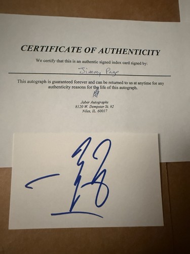 Jimmy page signed index - -, card