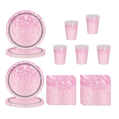 Pcs pink party tableware - 60,