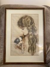 **All Mine. Girl with Black & White Labrador Puppy | Pastel Colouring**