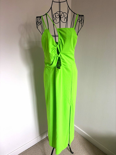 Neon green strappy v neck - neon,