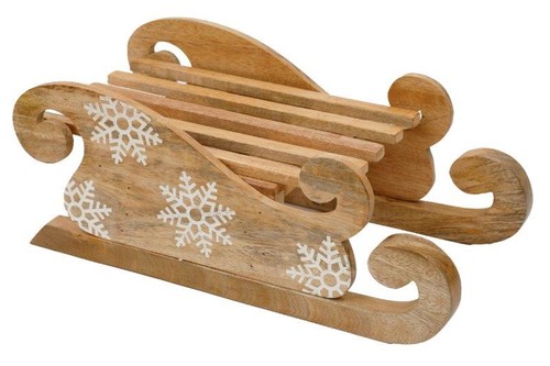 Large wooden snowflake - wooden, sleigh