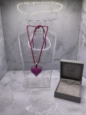 LALIQUE - PENDANT NECKLACE-LARGE PINK HEART WITH SILK CORD,STUNNING,ORIGINAL BOX
