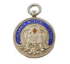 Sterling Silver Enamel 'Dungannon Music Festival' Fob Medal Antique 1937