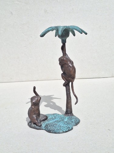 Bronze brass monkeys palm tree - brass,