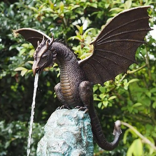 Garden dragon statue fountain - dragon,
