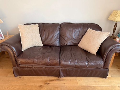 Brown leather sofa and