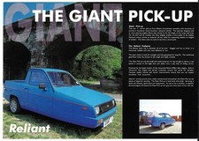 Reliant Giant Pick-Up Mid 1990s UK Market Single Sheet Brochure SLX, SL, Rialto