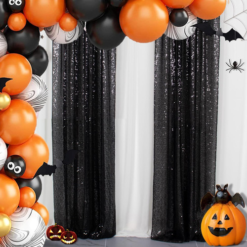 Sequin curtains panels black - sequin,