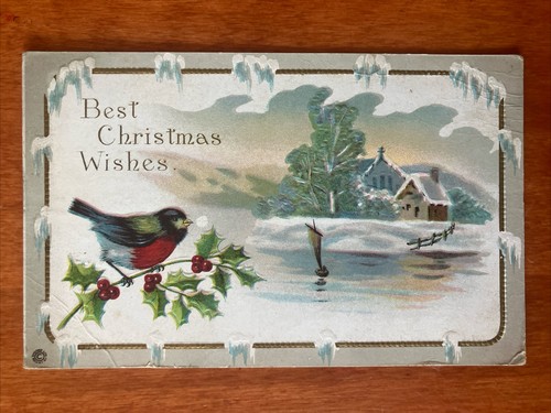 Antique christmas robin bird - antique,