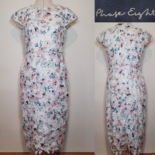 Phase Eight Franky Floral Lace Dress Cream Multi Size 10 Wedding Guest 