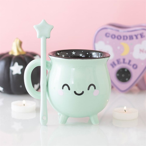 Mint green cauldron mug - mint,