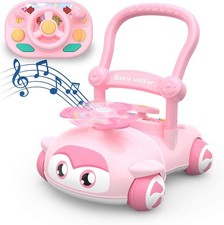Baby  & Toddler Push Walker Toy, Sit-to-Stand Learning Walker + Steering Wheel