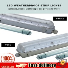 LED WEATHERPROOF STRIP LIGHT 5FT - 6FT NON CORROSIVE SINGLE OR TWIN GARAGE LIGHT