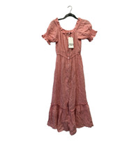 Zara Pink Tiered Linen Midi