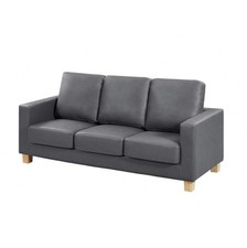GREY FAUX LEATHER SOFA