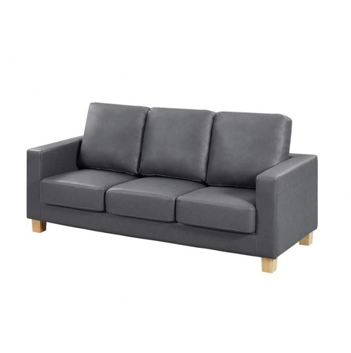 Grey faux leather sofa - leather,