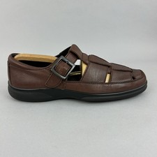 Hotter Brown Leather Slip On Flat Comfort Fisherman Roman Walking Sandals UK9.5