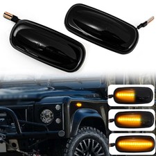 2x Smoked Side Indicator LED Repeater Light For Land Rover Defender 90 110