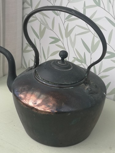 Antique old copper kettle - antique,
