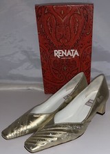 Renata 9699 F. Shiva BNWB Women's Gold Leather Court Shoes Sz UK 5 / EU 38