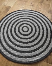 Round Rug 67 cm Striped Grey