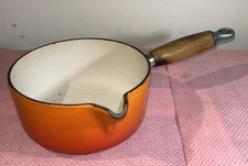 VTg LE CREUSET CAST IRON ENAMELLED 16cm VOLCANIC ORANGE SAUCEPAN (No Lid)