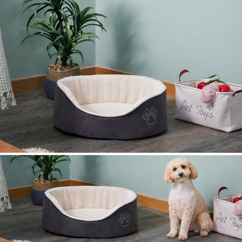Pets faux suede oval dog - my,