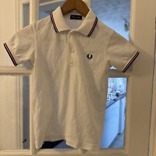 Kids WHITE FRED PERRY mod ska  POLO SHIRT 6-7YRS