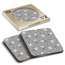 2 x Boxed Square Coasters - BW