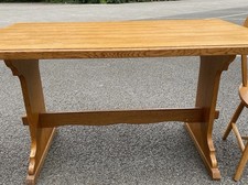 VINTAGE PINE SCANDINAVIAN TRESTLE KITCHEN DINING TABLE  